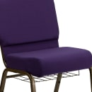 Flash Furniture FD-CH0221-4-GV-ROY-BAS-GG Extra Wide Stacking Church Chair w/ Royal Purple Fabric Back & Seat - Steel Frame, Gold Vein thumbnail 7