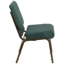 Flash Furniture FD-CH0221-4-GV-S0808-GG Extra Wide Church Chair w/ Hunter Green Dot Fabric Back & Seat - Steel Frame, Gold Vein thumbnail 3