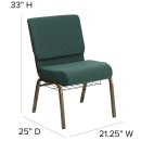 Flash Furniture FD-CH0221-4-GV-S0808-BAS-GG Extra Wide Church Chair w/ Hunter Green Dot Fabric Back & Seat - Steel Frame, Gold Vein thumbnail 2