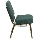 Flash Furniture FD-CH0221-4-GV-S0808-BAS-GG Extra Wide Church Chair w/ Hunter Green Dot Fabric Back & Seat - Steel Frame, Gold Vein thumbnail 3