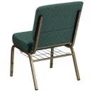 Flash Furniture FD-CH0221-4-GV-S0808-BAS-GG Extra Wide Church Chair w/ Hunter Green Dot Fabric Back & Seat - Steel Frame, Gold Vein thumbnail 4