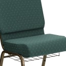 Flash Furniture FD-CH0221-4-GV-S0808-BAS-GG Extra Wide Church Chair w/ Hunter Green Dot Fabric Back & Seat - Steel Frame, Gold Vein thumbnail 7