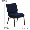 Flash Furniture FD-CH0221-4-GV-S0810-BAS-GG Extra Wide Church Chair w/ Navy Blue Dot Fabric Back & Seat - Steel Frame, Gold Vein thumbnail 2