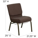 Flash Furniture FD-CH0221-4-GV-S0819-BAS-GG Extra Wide Stacking Church Chair w/ Brown Fabric Back & Seat - Steel Frame, Gold Vein thumbnail 2