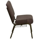 Flash Furniture FD-CH0221-4-GV-S0819-BAS-GG Extra Wide Stacking Church Chair w/ Brown Fabric Back & Seat - Steel Frame, Gold Vein thumbnail 3