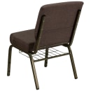 Flash Furniture FD-CH0221-4-GV-S0819-BAS-GG Extra Wide Stacking Church Chair w/ Brown Fabric Back & Seat - Steel Frame, Gold Vein thumbnail 4