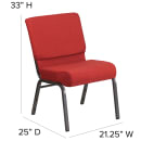 Flash Furniture FD-CH0221-4-SV-RED-GG Extra Wide Stacking Church Chair w/ Red Fabric Back & Seat - Steel Frame, Silver Vein thumbnail 2