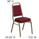 Flash Furniture FD-BHF-1-ALLGOLD-0847-BY-GG Stacking Banquet Chair w/ Burgundy Patterned Vinyl Back & Seat - Steel Frame, Gold thumbnail 2