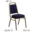 Flash Furniture FD-BHF-1-ALLGOLD-0849-NVY-GG Stacking Banquet Chair w/ Navy Blue Patterned Vinyl Back & Seat - Steel Frame, Gold thumbnail 2