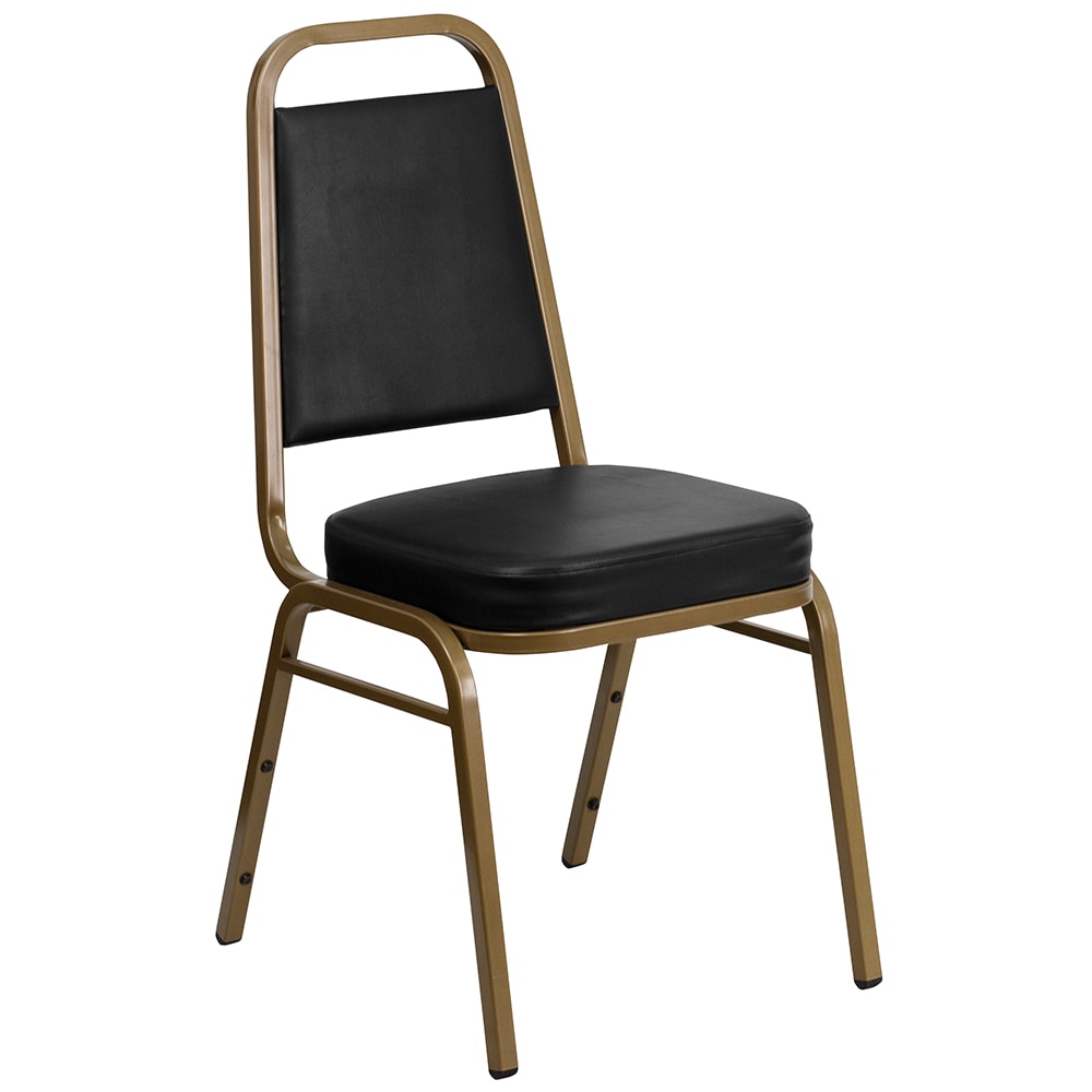 Flash Furniture FD-BHF-1-ALLGOLD-BK-GG Stacking Banquet Chair w/ Black Vinyl Back & Seat - Steel Frame, Gold