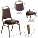 Flash Furniture FD-BHF-1-ALLGOLD-BN-GG Stacking Banquet Chair w/ Brown Vinyl Back & Seat - Steel Frame, Gold thumbnail 6
