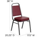Flash Furniture FD-BHF-1-SILVERVEIN-BY-GG Stacking Banquet Chair w/ Burgundy Vinyl Back & Seat - Steel Frame, Silver Vein thumbnail 2