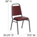 Flash Furniture FD-BHF-2-BY-VYL-GG Stacking Banquet Chair w/ Burgundy Vinyl Back & Seat - Steel Frame, Silver Vein thumbnail 2