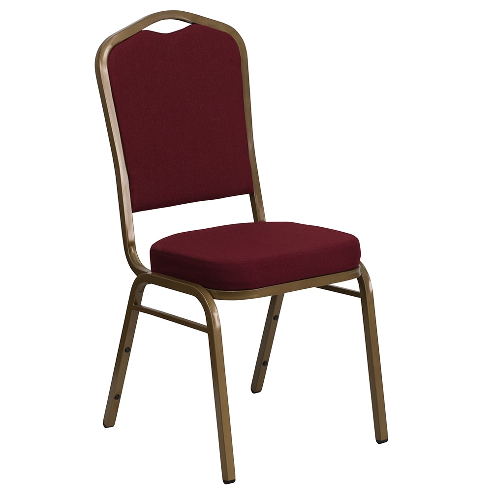 Flash Furniture FD-C01-ALLGOLD-3169-GG Stacking Banquet Chair w/ Burgundy Fabric Back & Seat - Steel Frame, Gold