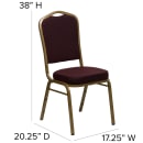 Flash Furniture FD-C01-ALLGOLD-EFE1679-GG Stacking Banquet Chair w/ Burgundy Patterned Fabric Back & Seat - Steel Frame, Gold thumbnail 2