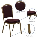 Flash Furniture FD-C01-ALLGOLD-EFE1679-GG Stacking Banquet Chair w/ Burgundy Patterned Fabric Back & Seat - Steel Frame, Gold thumbnail 6