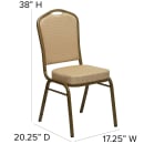 Flash Furniture FD-C01-ALLGOLD-H20124E-GG Stacking Banquet Chair w/ Beige Patterned Fabric Back & Seat - Steel Frame, Gold thumbnail 2