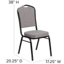 Flash Furniture FD-C01-B-5-GG Stacking Banquet Chair w/ Gray Fabric Back & Seat - Steel Frame, Black thumbnail 2