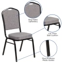 Flash Furniture FD-C01-B-5-GG Stacking Banquet Chair w/ Gray Fabric Back & Seat - Steel Frame, Black thumbnail 6
