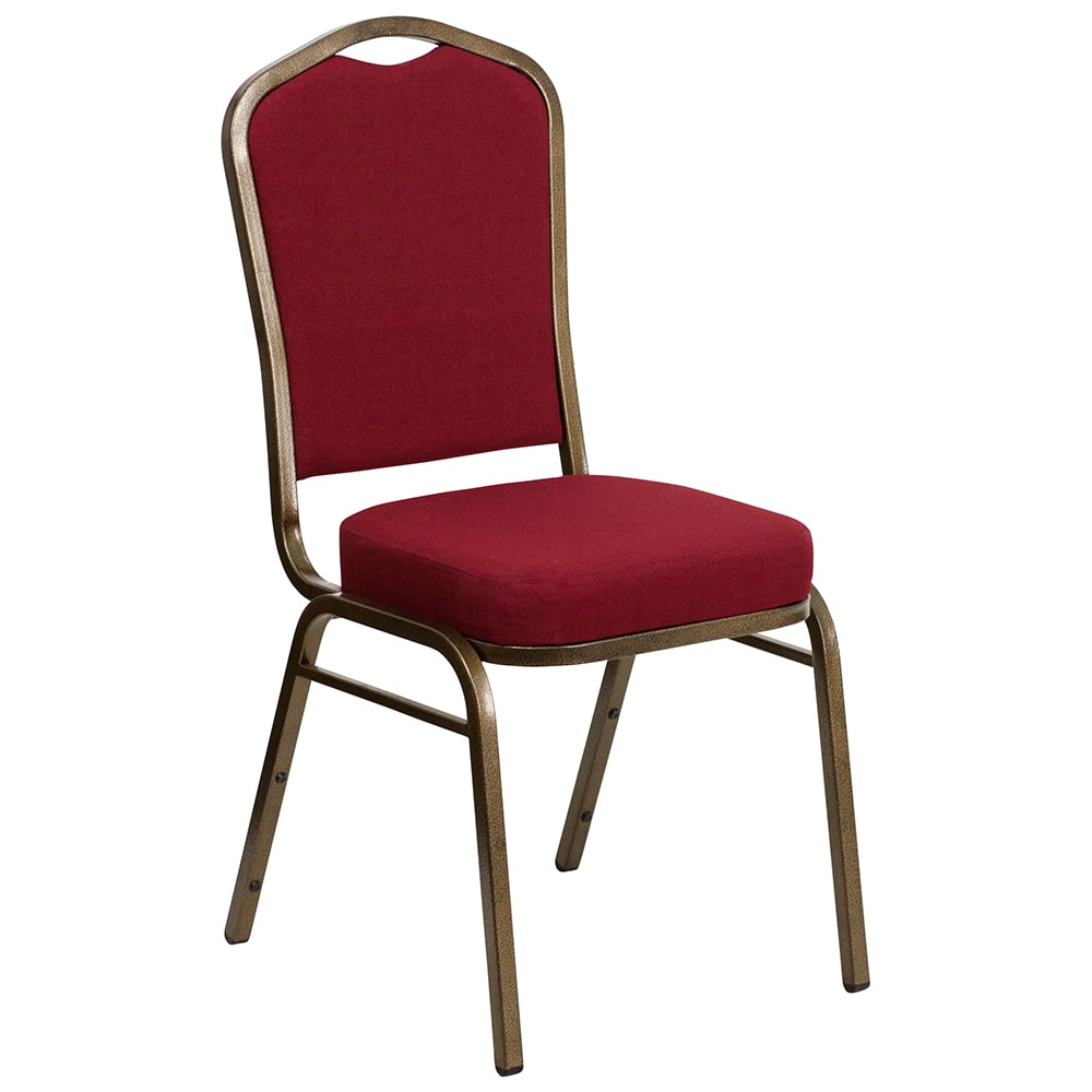 Flash Furniture FD-C01-GOLDVEIN-3169-GG Stacking Banquet Chair w/ Burgundy Fabric Back & Seat - Steel Frame, Gold Vein