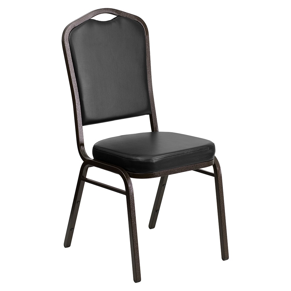 Flash Furniture FD-C01-GOLDVEIN-BK-VY-GG Stacking Banquet Chair w/ Black Vinyl Back & Seat - Steel Frame, Gold Vein