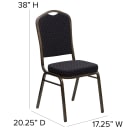 Flash Furniture FD-C01-GOLDVEIN-S0806-GG Stacking Banquet Chair w/ Black Patterned Fabric Back & Seat - Steel Frame, Gold Vein thumbnail 2