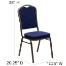 Flash Furniture FD-C01-GOLDVEIN-S0810-GG Stacking Banquet Chair w/ Navy Blue Patterned Fabric Back & Seat - Steel Frame, Gold Vein thumbnail 2