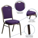 Flash Furniture FD-C01-PUR-GV-GG Stacking Banquet Chair w/ Purple Fabric Back & Seat - Steel Frame, Gold Vein thumbnail 6