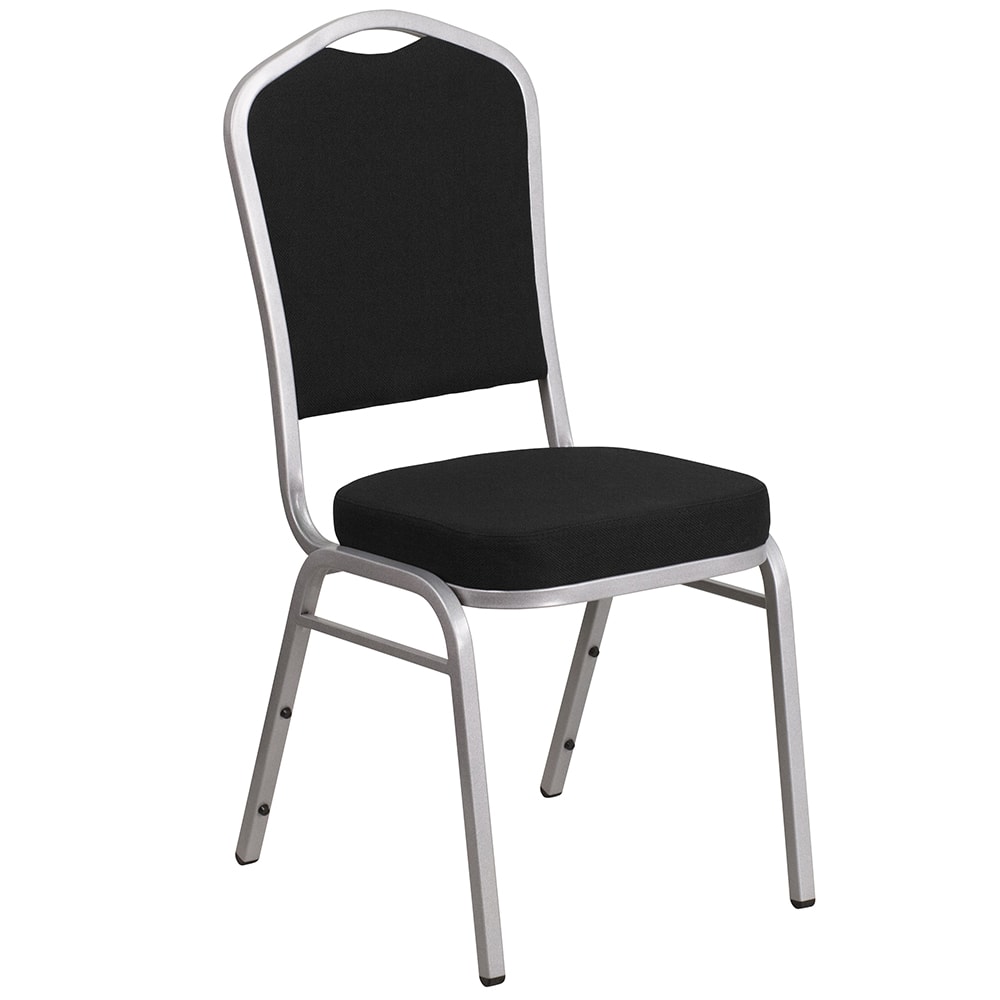 Flash Furniture FD-C01-S-11-GG Stacking Banquet Chair w/ Black Fabric Back & Seat - Steel Frame, Silver