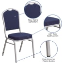 Flash Furniture FD-C01-S-2-GG Stacking Banquet Chair w/ Navy Blue Fabric Back & Seat - Steel Frame, Silver thumbnail 6