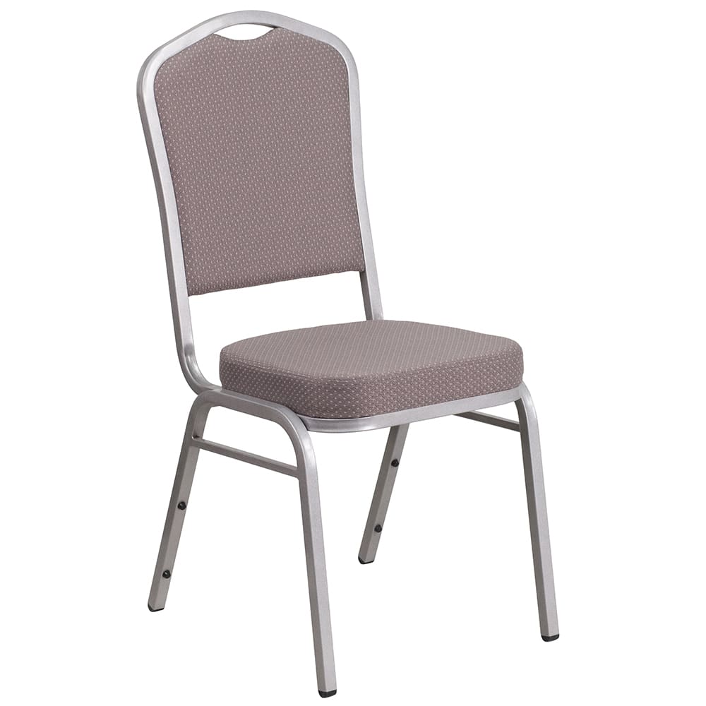 Flash Furniture FD-C01-S-6-GG Stacking Banquet Chair w/ Gray Fabric Back & Seat - Steel Frame, Silver