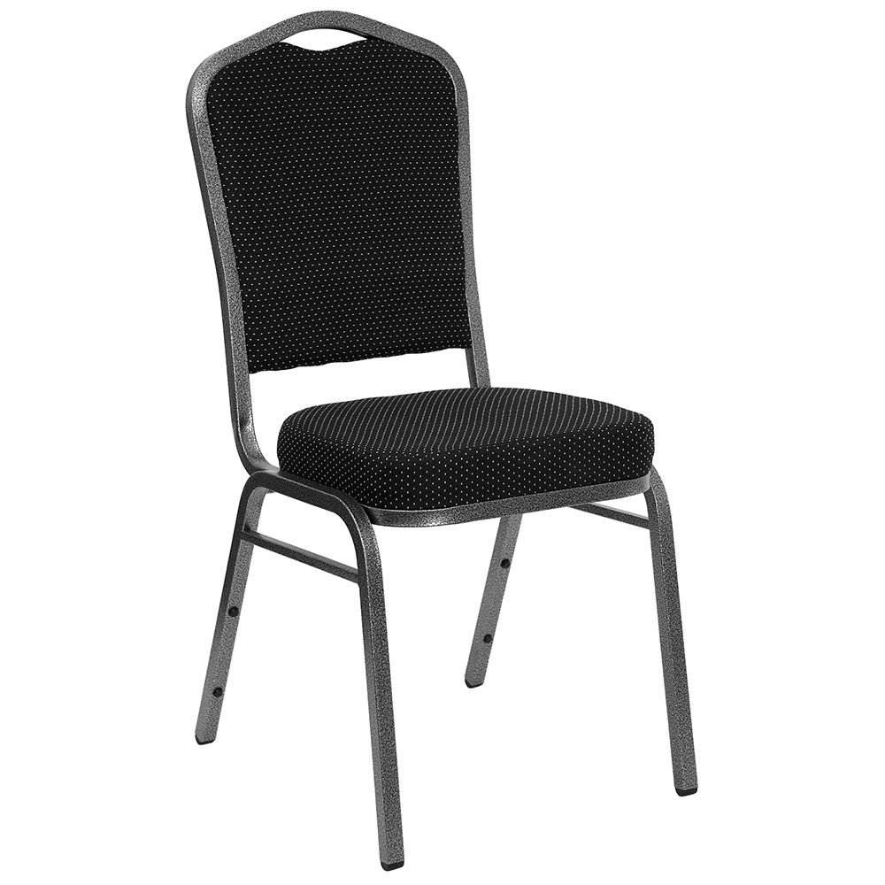 Flash Furniture FD-C01-SILVERVEIN-S076-GG Stacking Banquet Chair w/ Black Patterned Fabric Back & Seat - Steel Frame, Silver Vein