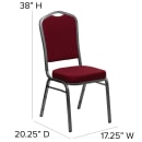 Flash Furniture FD-C01-SILVERVEIN-3169-GG Stacking Banquet Chair w/ Burgundy Fabric Back & Seat - Steel Frame, Silver Vein thumbnail 2
