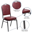Flash Furniture FD-C01-SILVERVEIN-BURG-VY-GG Stacking Banquet Chair w/ Burgundy Vinyl Back & Seat - Steel Frame, Silver Vein thumbnail 6