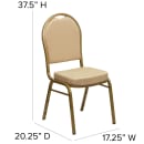 Flash Furniture FD-C03-ALLGOLD-H20124E-GG Stacking Banquet Chair w/ Beige Patterned Fabric Back & Seat - Steel Frame, Gold thumbnail 2