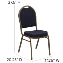 Flash Furniture FD-C03-ALLGOLD-H203774-GG Stacking Banquet Chair w/ Navy Blue Patterned Fabric Back & Seat - Steel Frame, Gold thumbnail 2