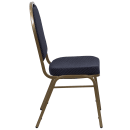 Flash Furniture FD-C03-ALLGOLD-H203774-GG Stacking Banquet Chair w/ Navy Blue Patterned Fabric Back & Seat - Steel Frame, Gold thumbnail 3