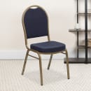 Flash Furniture FD-C03-ALLGOLD-H203774-GG Stacking Banquet Chair w/ Navy Blue Patterned Fabric Back & Seat - Steel Frame, Gold thumbnail 9