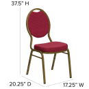 Flash Furniture FD-C04-ALLGOLD-2804-GG Stacking Banquet Chair w/ Burgundy Patterned Fabric Back & Seat - Steel Frame, Gold thumbnail 2