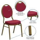 Flash Furniture FD-C04-ALLGOLD-2804-GG Stacking Banquet Chair w/ Burgundy Patterned Fabric Back & Seat - Steel Frame, Gold thumbnail 6