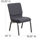 Flash Furniture FD-CH02185-SV-DKGY-GG Stacking Church Chair w/ Gray Fabric Back & Seat - Steel Frame, Silver Vein thumbnail 2
