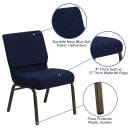 Flash Furniture FD-CH0221-4-GV-S0810-GG Extra Wide Stacking Church Chair w/ Navy Blue Dot Fabric Back & Seat - Steel Frame, Gold Vein thumbnail 6
