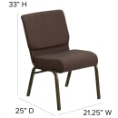 Flash Furniture FD-CH0221-4-GV-S0819-GG Extra Wide Stacking Church Chair w/ Brown Fabric Back & Seat - Steel Frame, Gold Vein thumbnail 2
