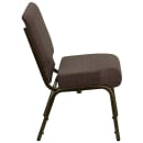 Flash Furniture FD-CH0221-4-GV-S0819-GG Extra Wide Stacking Church Chair w/ Brown Fabric Back & Seat - Steel Frame, Gold Vein thumbnail 3