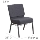 Flash Furniture FD-CH0221-4-SV-DKGY-BAS-GG Extra Wide Stacking Church Chair w/ Dark Gray Fabric Back & Seat - Steel Frame, Silver Vein thumbnail 2