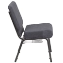 Flash Furniture FD-CH0221-4-SV-DKGY-BAS-GG Extra Wide Stacking Church Chair w/ Dark Gray Fabric Back & Seat - Steel Frame, Silver Vein thumbnail 3