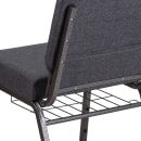Flash Furniture FD-CH0221-4-SV-DKGY-BAS-GG Extra Wide Stacking Church Chair w/ Dark Gray Fabric Back & Seat - Steel Frame, Silver Vein thumbnail 8