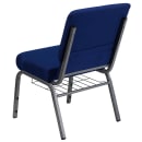 Flash Furniture FD-CH0221-4-SV-NB24-BAS-GG Extra Wide Stacking Church Chair w/ Navy Blue Fabric Back & Seat - Steel Frame, Silver Vein thumbnail 4