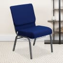 Flash Furniture FD-CH0221-4-SV-NB24-BAS-GG Extra Wide Stacking Church Chair w/ Navy Blue Fabric Back & Seat - Steel Frame, Silver Vein thumbnail 9