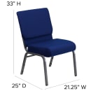 Flash Furniture FD-CH0221-4-SV-NB24-GG Extra Wide Stacking Church Chair w/ Navy Blue Fabric Back & Seat - Steel Frame, Silver Vein thumbnail 2